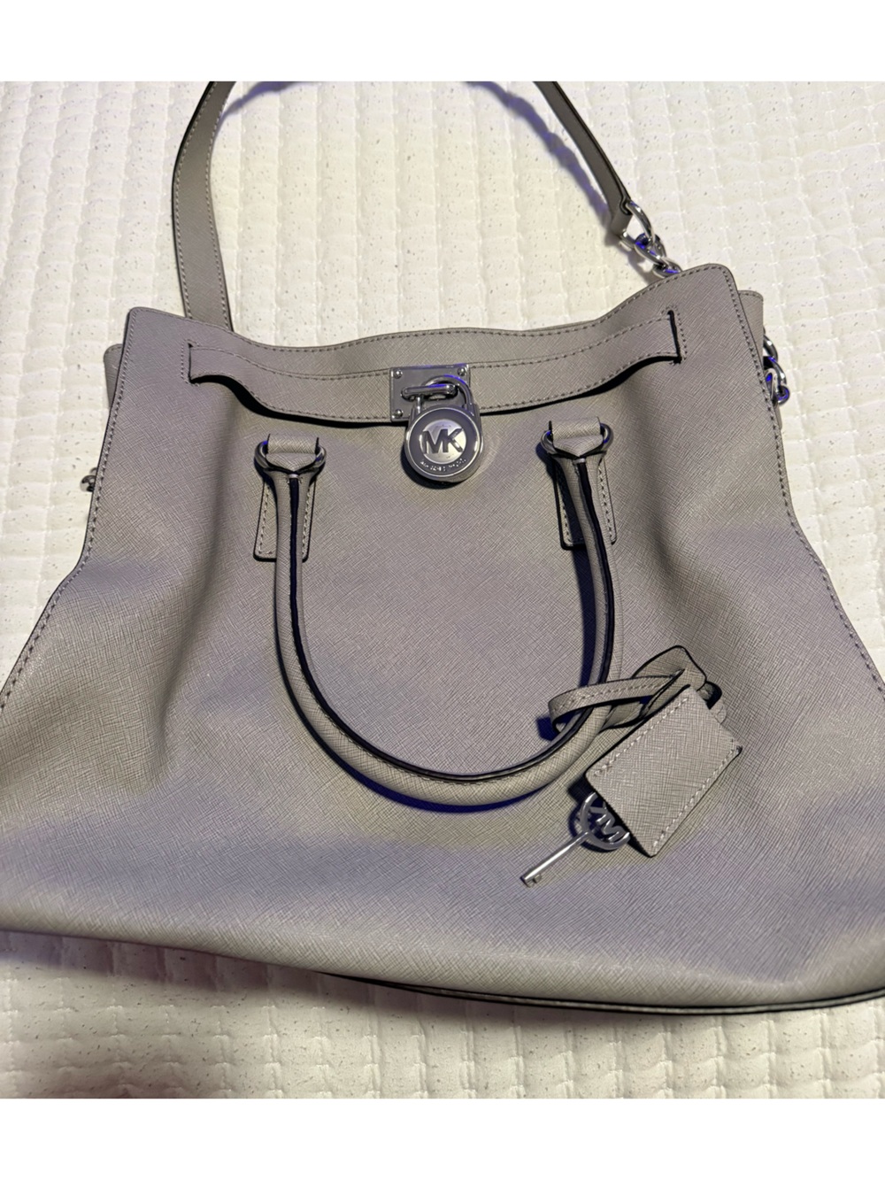 Michael Kors Light Grey Saffiano Leather Tote